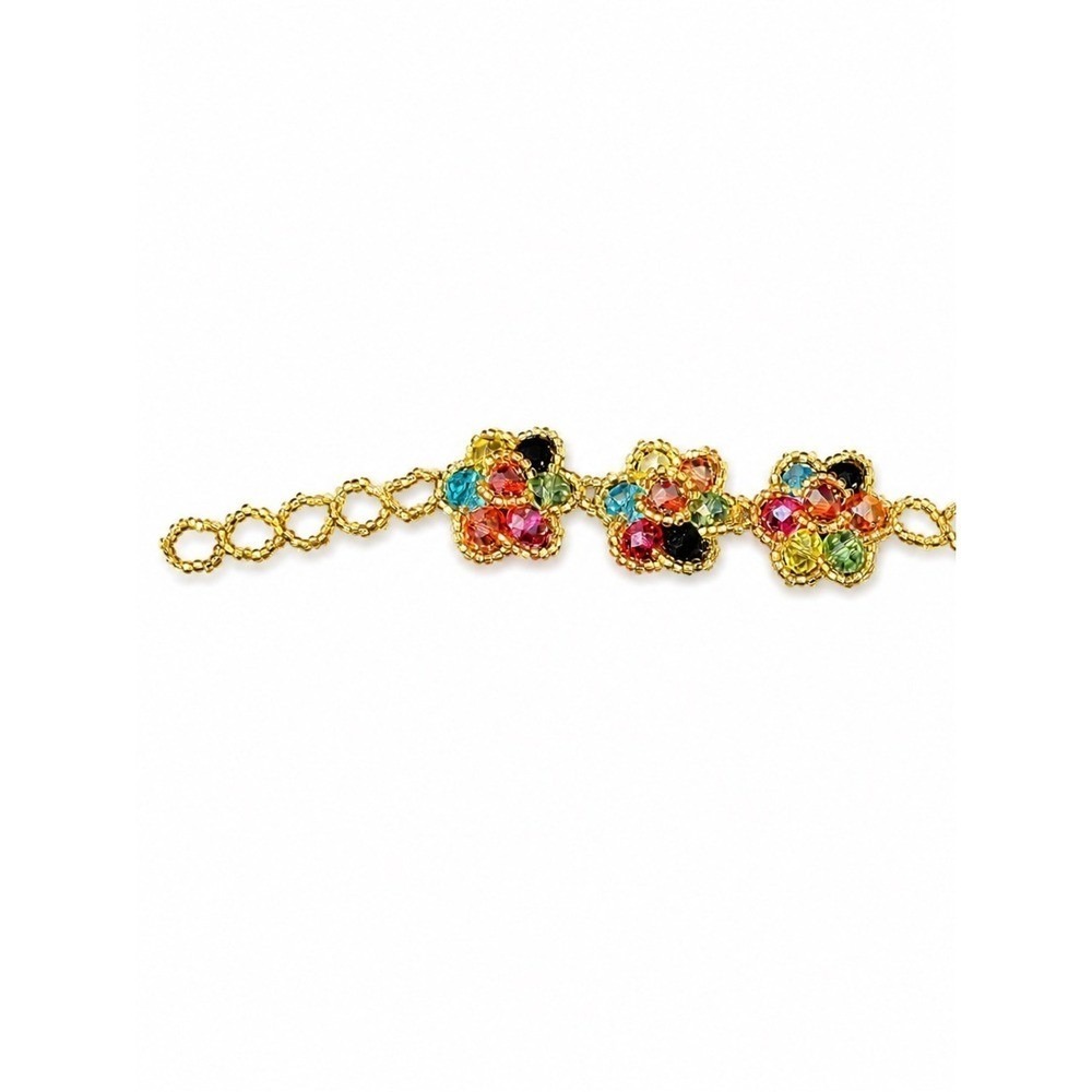 Blue Floral Beaded Bracelet Seed Bead Flower Lightweight Jewelry One Size - Picture 5 of 6